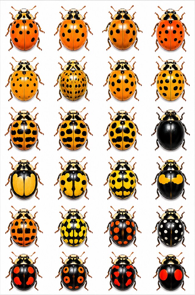 Harlequin ladybird colour variations